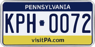 PA license plate KPH0072