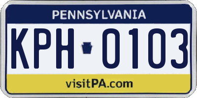 PA license plate KPH0103
