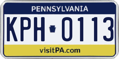 PA license plate KPH0113