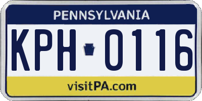 PA license plate KPH0116