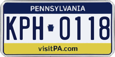 PA license plate KPH0118