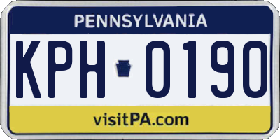PA license plate KPH0190