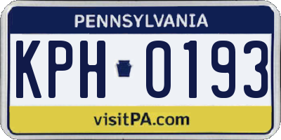 PA license plate KPH0193