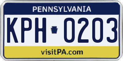 PA license plate KPH0203