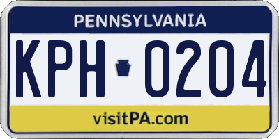 PA license plate KPH0204