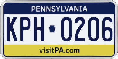 PA license plate KPH0206