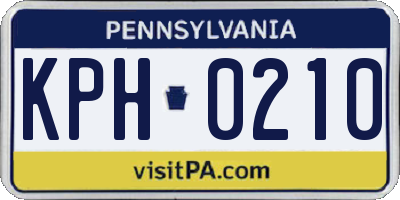 PA license plate KPH0210
