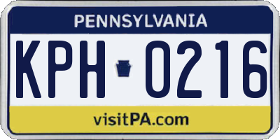 PA license plate KPH0216