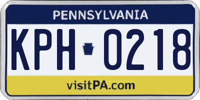 PA license plate KPH0218