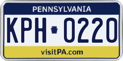 PA license plate KPH0220