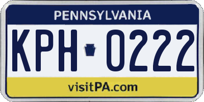 PA license plate KPH0222