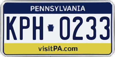 PA license plate KPH0233