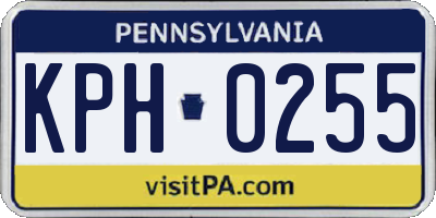 PA license plate KPH0255