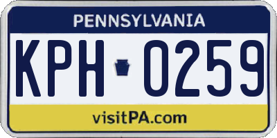 PA license plate KPH0259