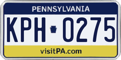 PA license plate KPH0275