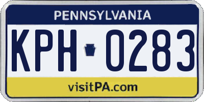 PA license plate KPH0283
