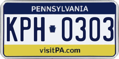 PA license plate KPH0303