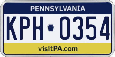PA license plate KPH0354