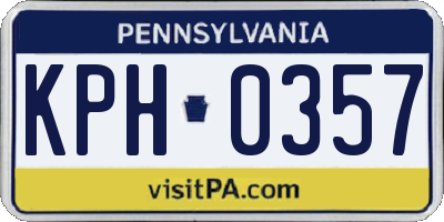 PA license plate KPH0357