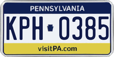PA license plate KPH0385