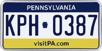 PA license plate KPH0387
