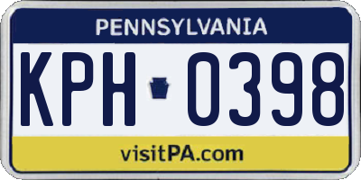 PA license plate KPH0398