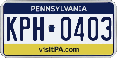 PA license plate KPH0403
