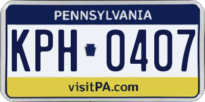 PA license plate KPH0407