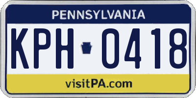 PA license plate KPH0418