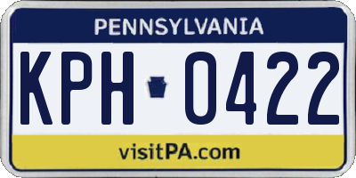 PA license plate KPH0422