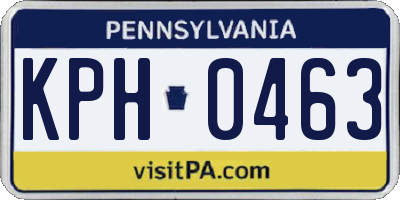 PA license plate KPH0463