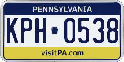 PA license plate KPH0538