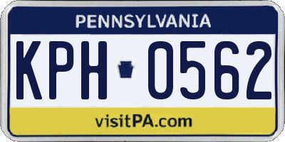 PA license plate KPH0562