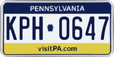 PA license plate KPH0647