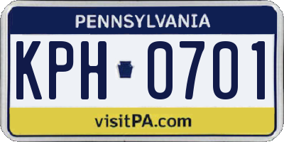 PA license plate KPH0701