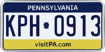 PA license plate KPH0913