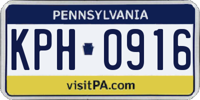 PA license plate KPH0916