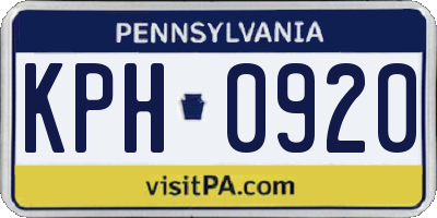 PA license plate KPH0920
