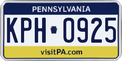 PA license plate KPH0925
