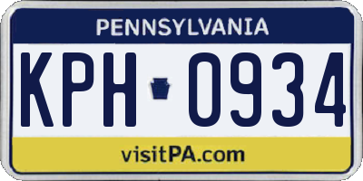 PA license plate KPH0934