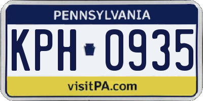 PA license plate KPH0935