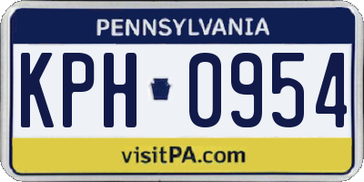 PA license plate KPH0954