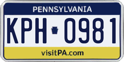 PA license plate KPH0981