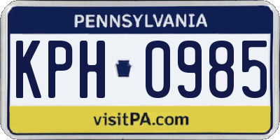PA license plate KPH0985