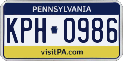 PA license plate KPH0986