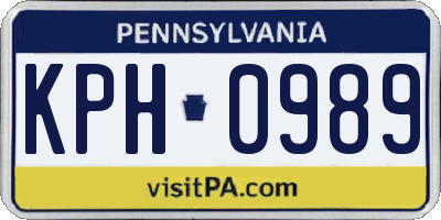 PA license plate KPH0989