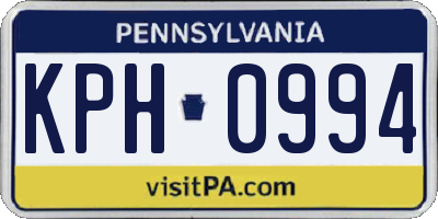 PA license plate KPH0994