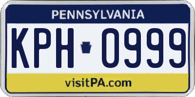 PA license plate KPH0999