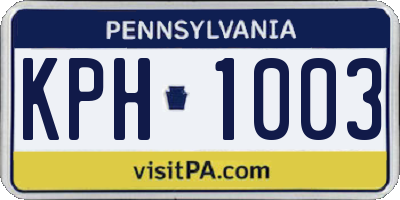 PA license plate KPH1003