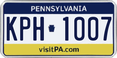 PA license plate KPH1007